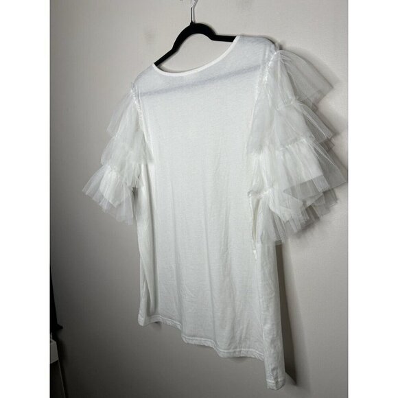 Oddy White Ruffle Short Sleeve Top Casual Blouse Boho Size 2XL NWT - Picture 8 of 10